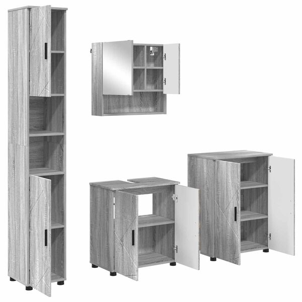 vidaXL Ensemble de mobilier de salle de bain 4 pcs Gris Sonoma