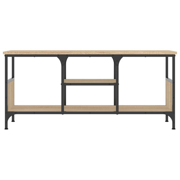 vidaXL Meuble TV ch&ecirc;ne sonoma 100x35x45 cm bois d'ing&eacute;nierie et fer