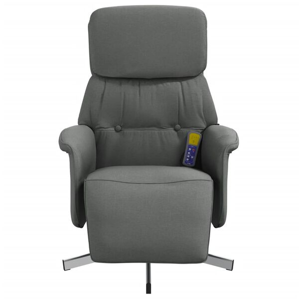 vidaXL Fauteuil inclinable de massage et repose-pieds gris foncé tissu