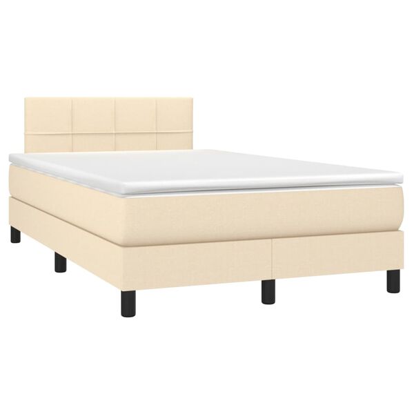 vidaXL Sommier &agrave; lattes de lit avec matelas cr&egrave;me 120x190 cm tissu