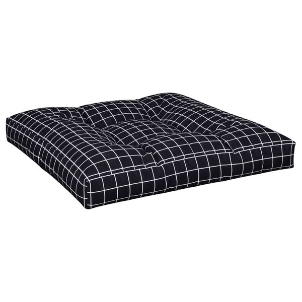 vidaXL Coussin de palette motif &agrave; carreaux noir 80x80x12 cm tissu