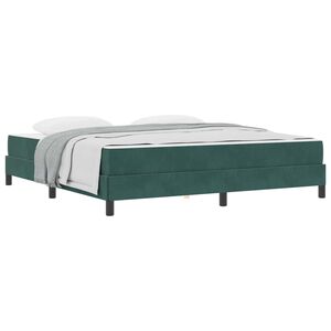 vidaXL Lit &agrave; ressorts avec matelas Vert fonc&eacute; 180 x 220 cm tissu