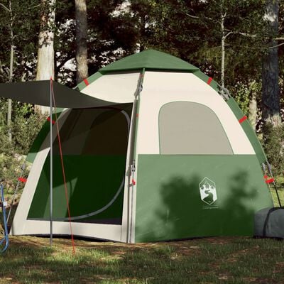 vidaXL Tente de camping cabine 4 personnes vert libération rapide