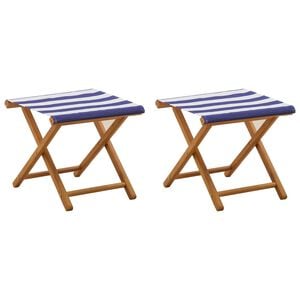 vidaXL Chaise Longue 2 pc Bois d'eucalyptus massif Bleu et Blanc