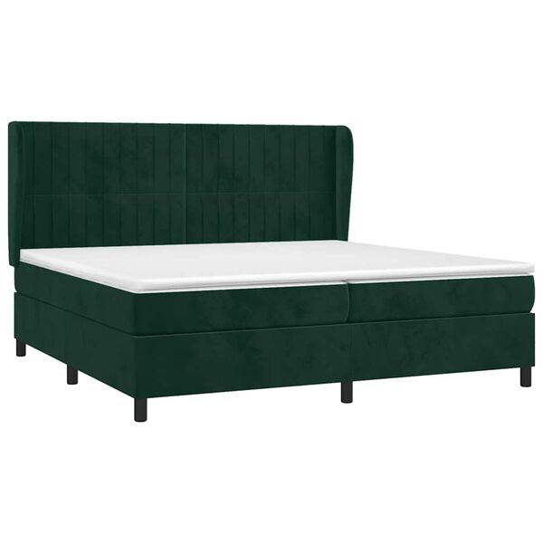 vidaXL Sommier &agrave; lattes de lit et matelas Vert fonc&eacute; 200x200cm Velours