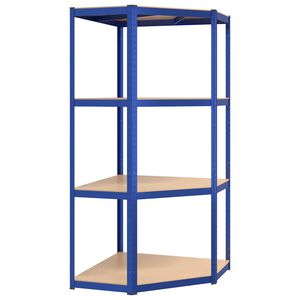 vidaXL &Eacute;tag&egrave;re d'angle &agrave; 4 niveaux Bleu Acier et bois d'ing&eacute;nierie