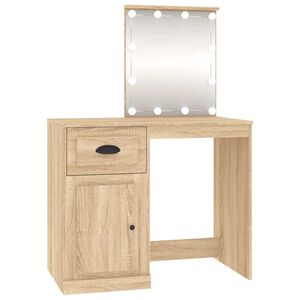 vidaXL Coiffeuse avec LED ch&ecirc;ne sonoma 90x50x132,5cm bois d'ing&eacute;nierie