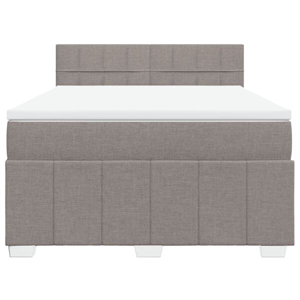 vidaXL Sommier &agrave; lattes de lit avec matelas Taupe 140x190 cm Tissu