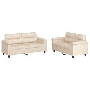 vidaXL Ensemble de canap&eacute;s 2 pcs avec coussins beige tissu microfibre