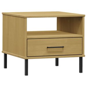 vidaXL Table de chevet avec pieds en m&eacute;tal Marron Bois pin massif OSLO