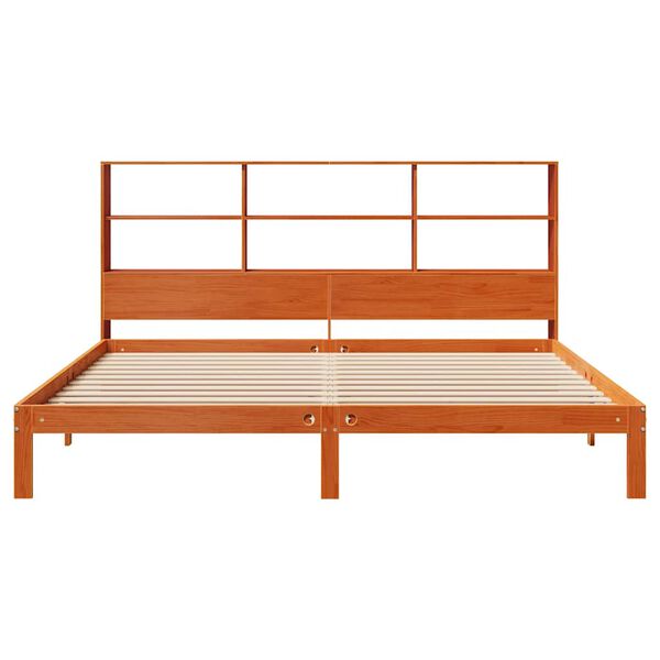 vidaXL Lit biblioth&egrave;que sans matelas cire marron 180x200 cm pin massif