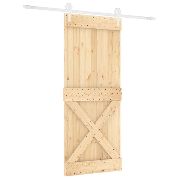 vidaXL Porte coulissante et kit de quincaillerie 100x210 cm pin massif