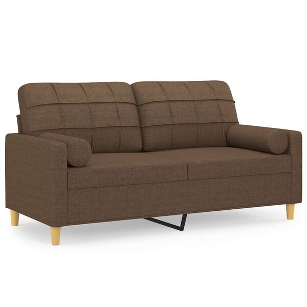 vidaXL Canap&eacute; 2 places avec oreillers d&eacute;coratifs marron 140 cm tissu