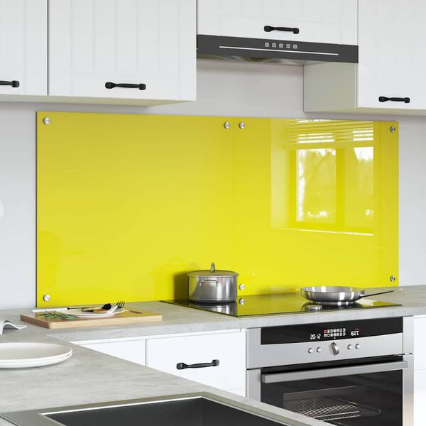 vidaXL Protection de cuisine 2 pcs Jaune 70 x 60 cm verre tremp&eacute;