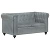vidaXL Canap&eacute; Chesterfield &agrave; 2 places Gris Cuir v&eacute;ritable