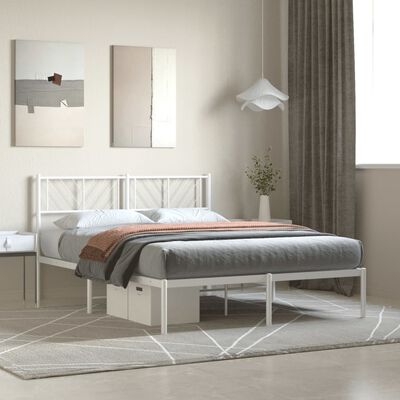 vidaXL Cadre de lit métal sans matelas et tête de lit blanc 140x200 cm