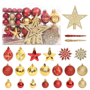vidaXL Ensemble de boules de No&euml;l 108 pcs Dor&eacute; et rouge