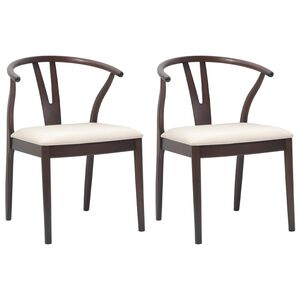 vidaXL Chaise de salle &agrave; manger 2 pc Bois de Caoutchouc Massif