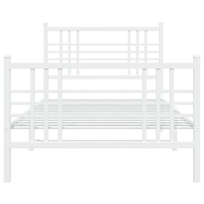 vidaXL Cadre de lit métal sans matelas et pied de lit blanc 100x190 cm