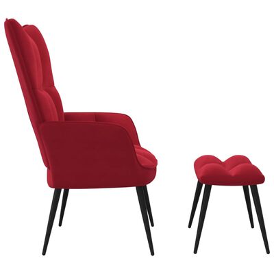 vidaXL Chaise de relaxation avec tabouret Rouge bordeaux Velours