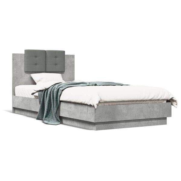 vidaXL Cadre de lit sans matelas gris b&eacute;ton 100x200 cm
