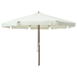 vidaXL Parasol d'ext&eacute;rieur avec m&acirc;t en bois 330 cm blanc sable