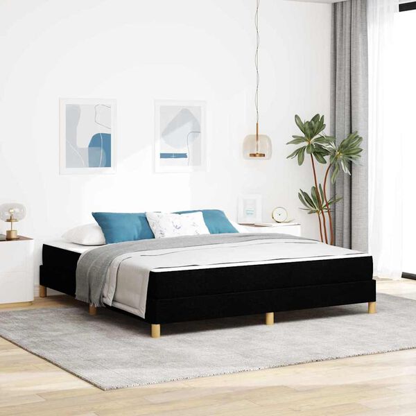 vidaXL Lit &agrave; ressorts avec matelas Noir 180 x 200 cm tissu