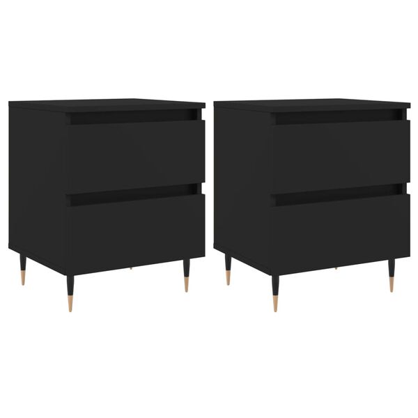 vidaXL Tables de chevet 2 pcs noir 40x35x50 cm bois d’ingénierie
