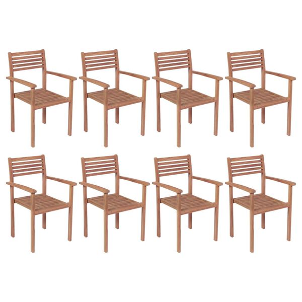 vidaXL Chaises de jardin empilables lot de 8 Bois de teck solide