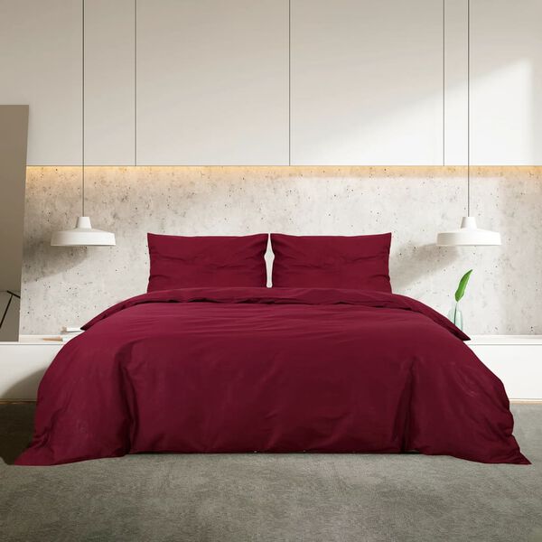vidaXL Ensemble de housse de couette Bordeaux 135x200 cm Microfibre