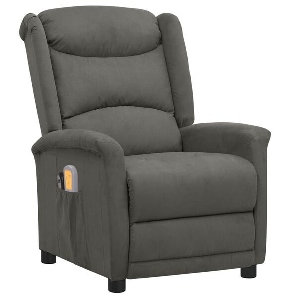 vidaXL Fauteuil &eacute;lectrique de massage Gris fonc&eacute; Tissu microfibre