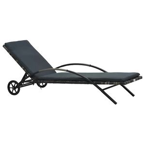 vidaXL Bain de soleil avec coussin et roulettes en r&eacute;sine tress&eacute;e anthracite