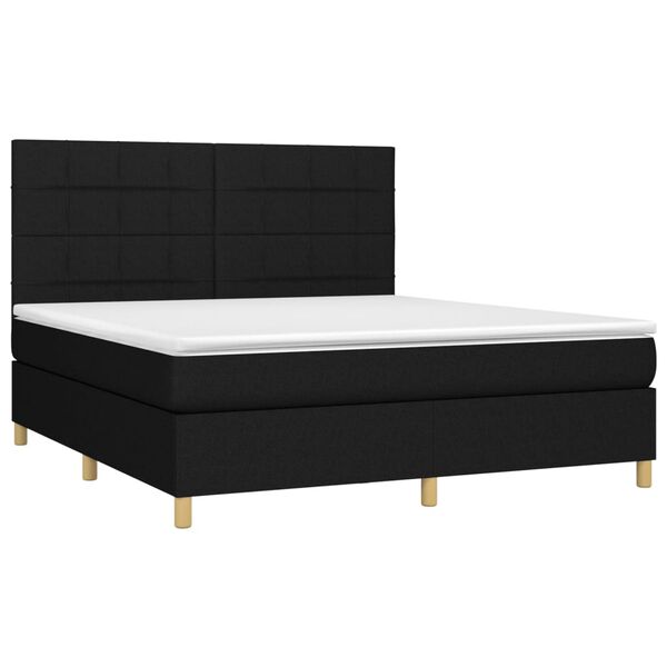 vidaXL Sommier &agrave; lattes de lit et matelas et LED Noir 160x200 cm Tissu