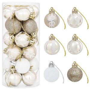 vidaXL Ensemble de boules de No&euml;l 72 pc Champagne et blanc &Oslash; 3 cm