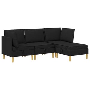 vidaXL Canap&eacute; modulaire avec rangement 4 pcs Noir Tissu