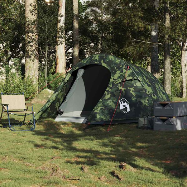 vidaXL Tente de camping tunnel 3 personnes camouflage imperm&eacute;able