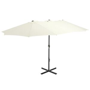 vidaXL Parasol d'ext&eacute;rieur et poteau en aluminium 460x270 cm sable