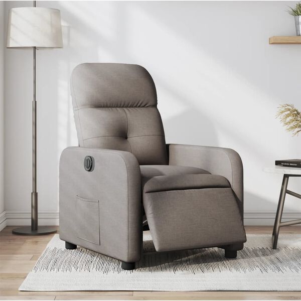 vidaXL Fauteuil inclinable &eacute;lectrique Taupe Tissu