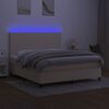 vidaXL Sommier &agrave; lattes de lit et matelas et LED Cr&egrave;me 180x200cm Tissu