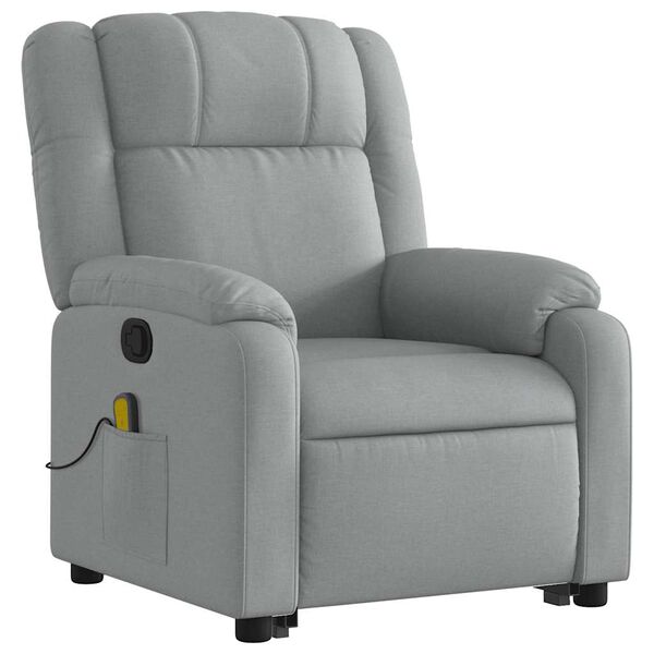 vidaXL Fauteuil de massage inclinable Gris clair Tissu