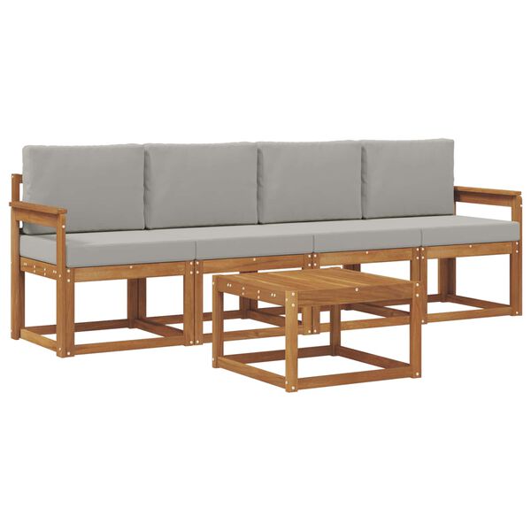 vidaXL Ensemble de canap&eacute;s d'ext&eacute;rieur 5 pcs Gris Naturel et Clair