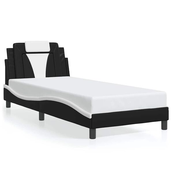 vidaXL Cadre de lit Viana sans matelas noir et blanc 90x200 cm similicuir
