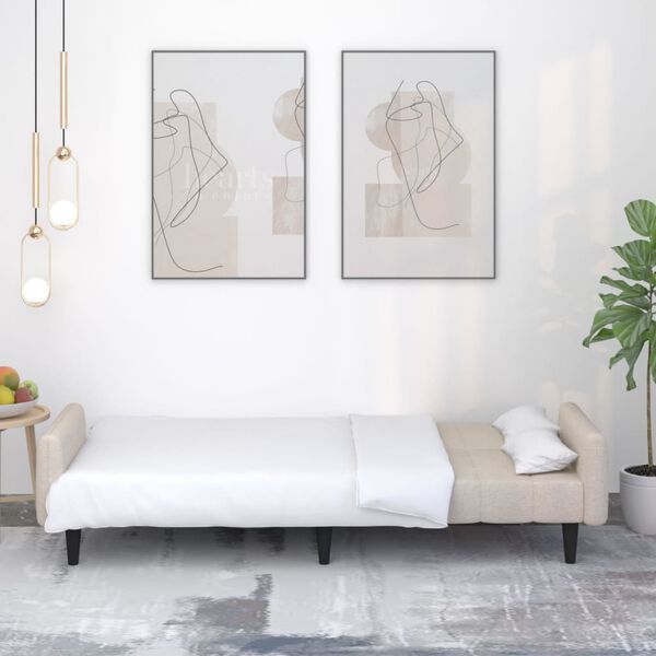 vidaXL Canap&eacute;-lit &agrave; 2 places Cr&egrave;me Tissu microfibre