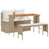 vidaXL Ensemble de salle &agrave; manger de jardin 3 pcs avec coussins beige