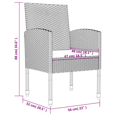 vidaXL Ensemble à manger de jardin 9 pcs noir résine tressée et acier