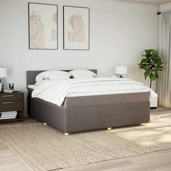 vidaXL Sommier &agrave; lattes de lit avec matelas Taupe 180x200 cm Tissu