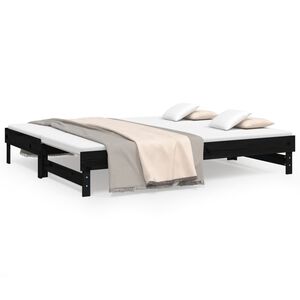 vidaXL Lit coulissant sans matelas noir 2x(100x200) cm