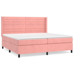 vidaXL Sommier &agrave; lattes de lit avec matelas Rose 200x200 cm Velours