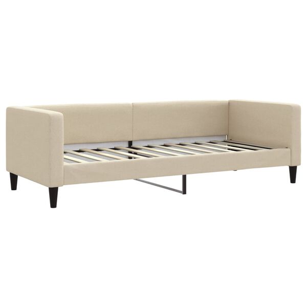vidaXL Lit de jour avec gigogne et matelas cr&egrave;me 80x200 cm tissu