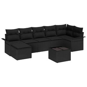 vidaXL Ensemble de canap&eacute; de jardin 8 pc Noir polyrotin